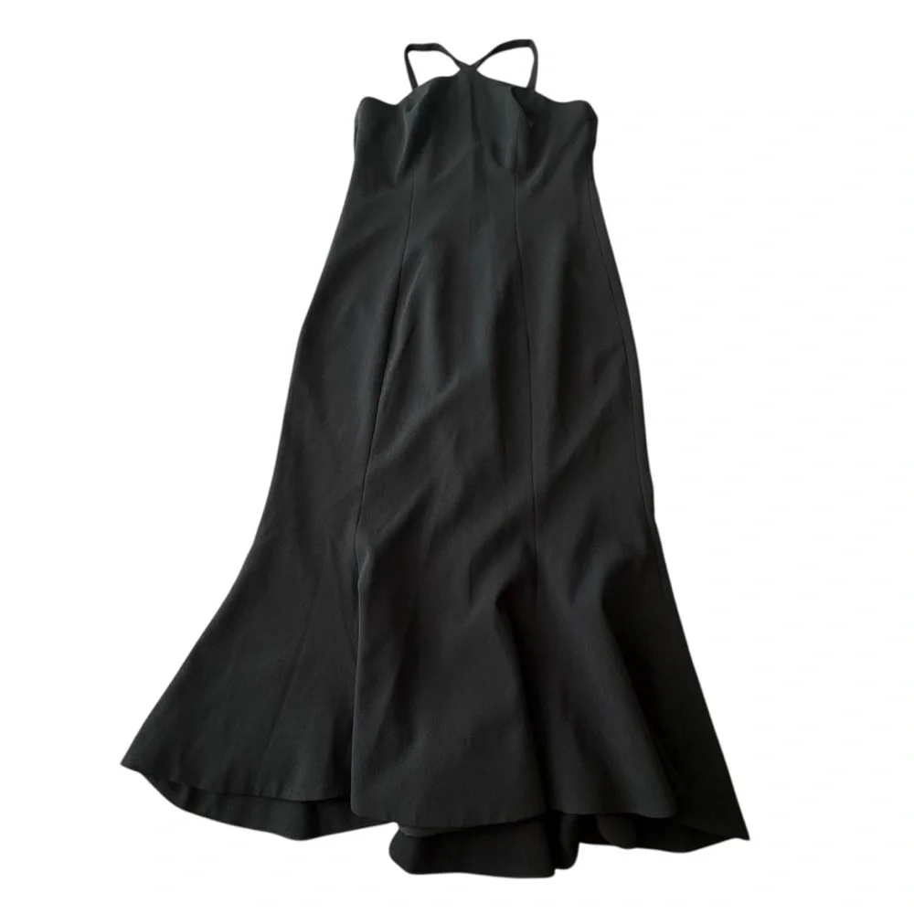 Dress The Population Dress Black Halter Straps Mermaid Whimsy Dark Romantic